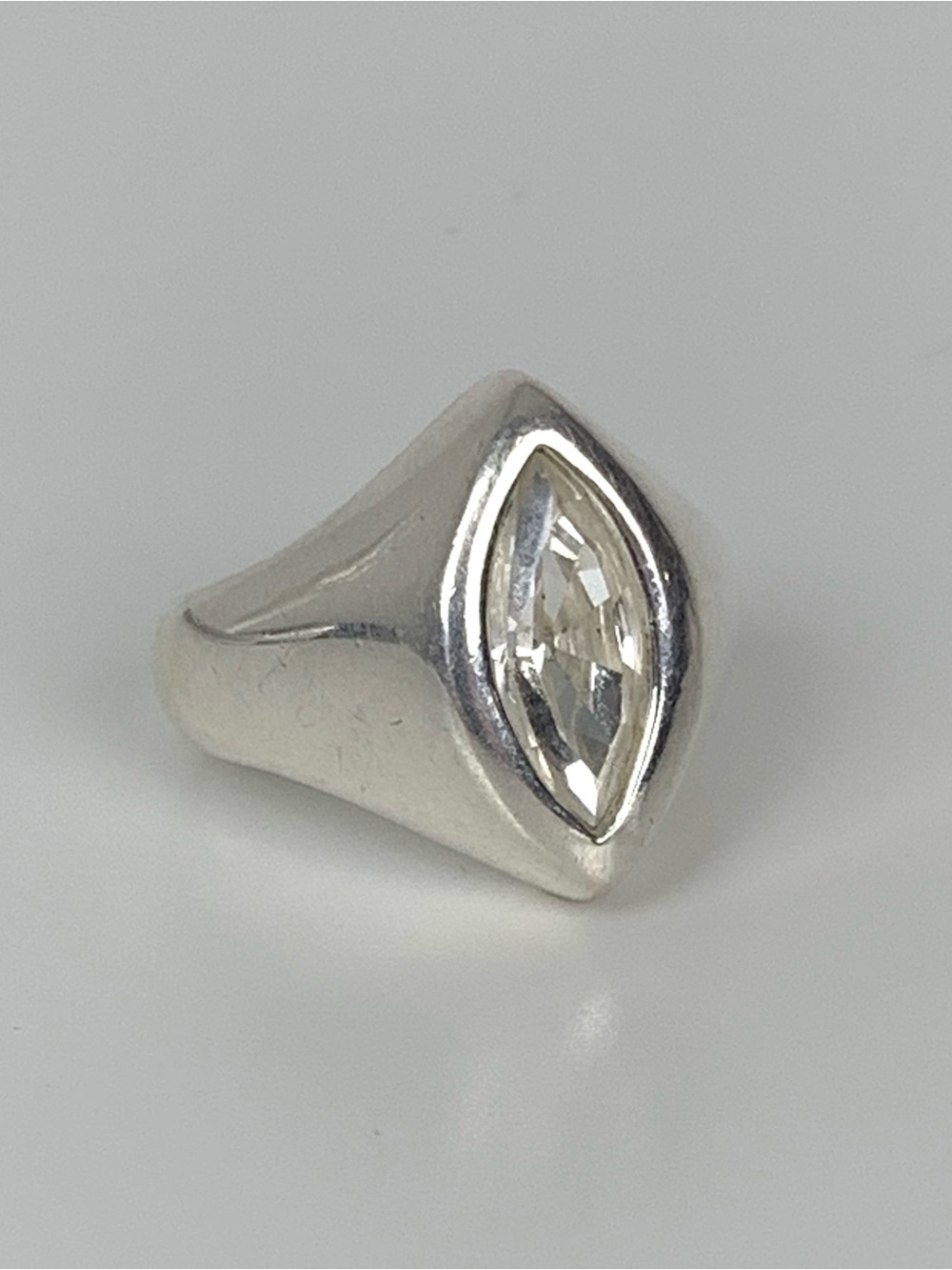 Sterling Silver Ring Caroline Neron Sz 8 Clear Stone Minimalist Signed 925